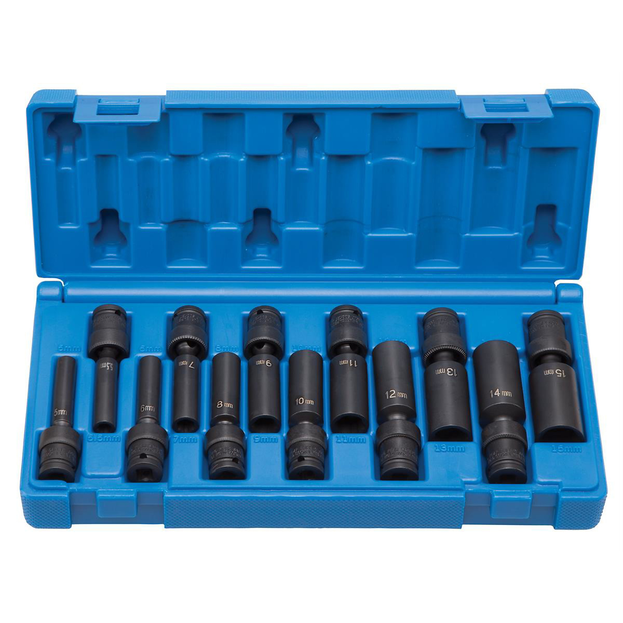 Grey Pneumatic 1/4in. Drive Deep Universal Metric Socket Set — 12-Piece, 5mm to 15mm, Model# GRE9712UMD